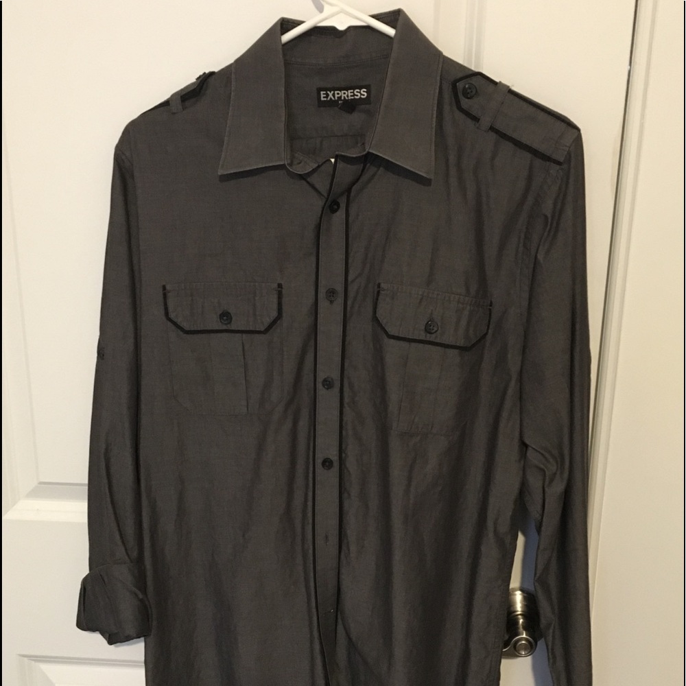 Men’s Gray Button Down